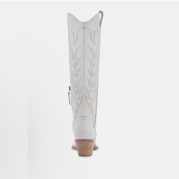New Dolce Vita Western Solei Cowgirl White Leather Boots Size 7 Country Women - Picture 6 of 12
